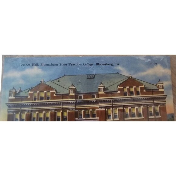 Science Hall Bloomsburg PA State Teachers College Vintage Postcard Unused Mebane - Picture 2 of 3